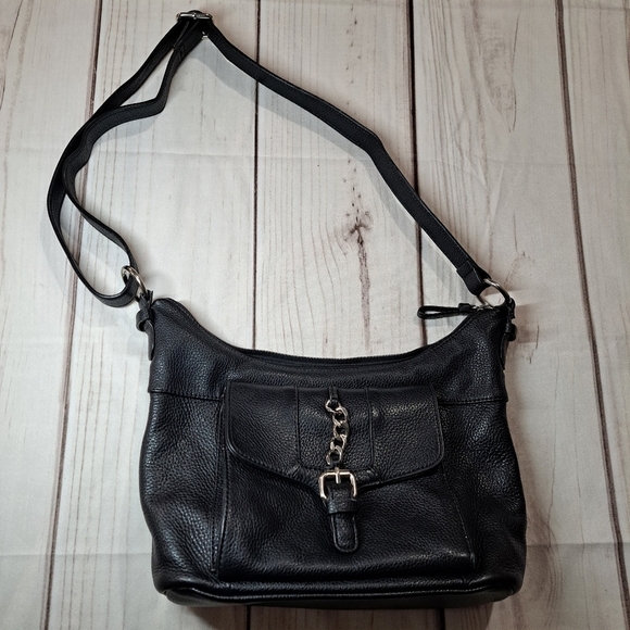 Giani Bernini Pebble Black Leather Hobo Chain Belt Purse - Picture 1 of 11